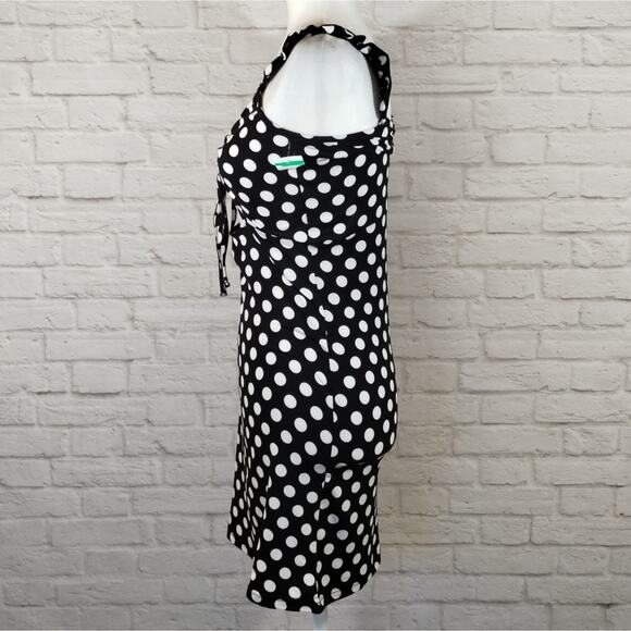 A Vero Moda Women's Black White Polka Dot Ruched Cut Out Tie Mini Dress NWT S - Picture 2 of 13